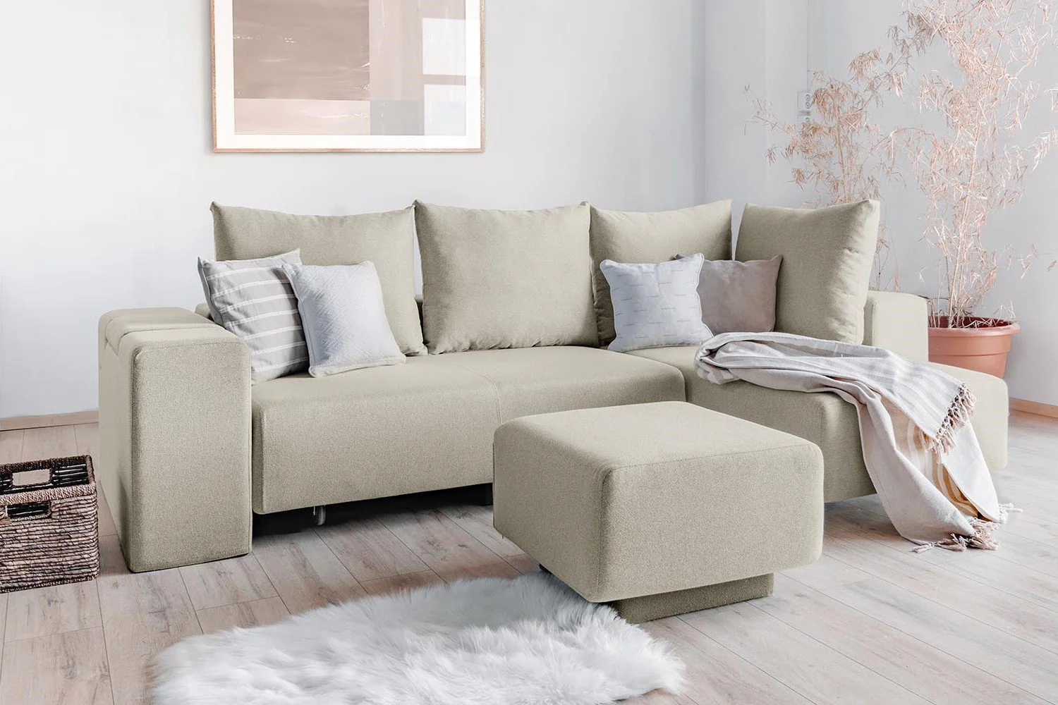 Outlet - Modulares Sofa Amelie mit Schlaffunktion Baumwolle