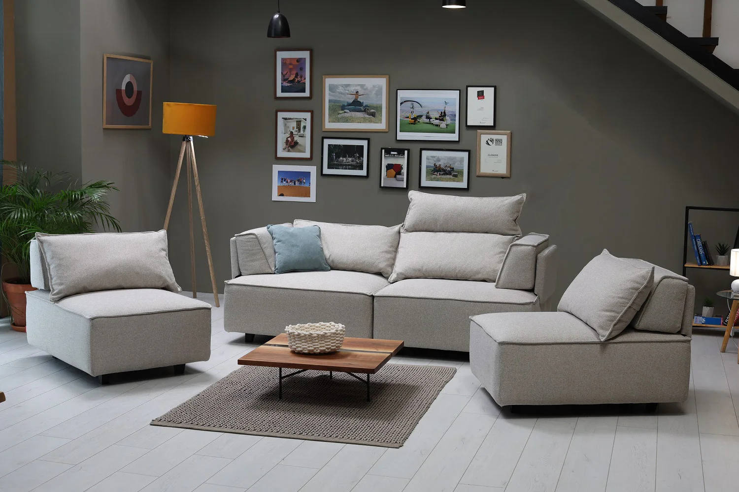 Outlet - Modulares Sofa Louis M mit Schlaffunktion inkl. 2 Dekokissen Velare Aquamarin - Image 3