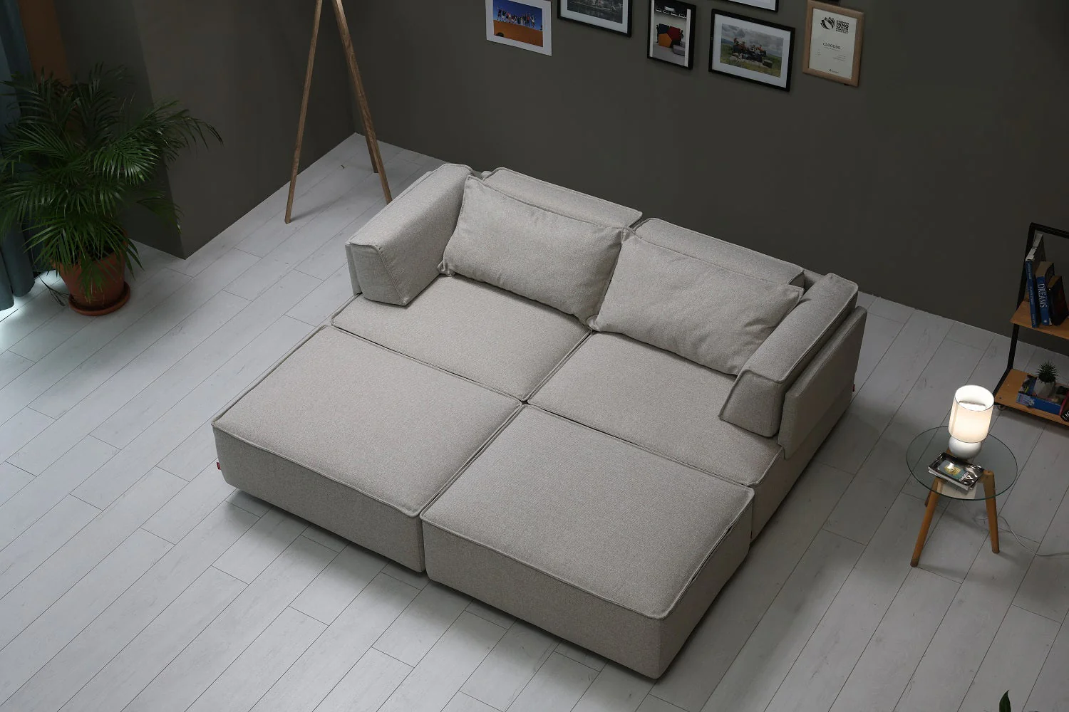 Outlet - Modulares Sofa Louis M mit Schlaffunktion inkl. 2 Dekokissen Velare Aquamarin - Image 4